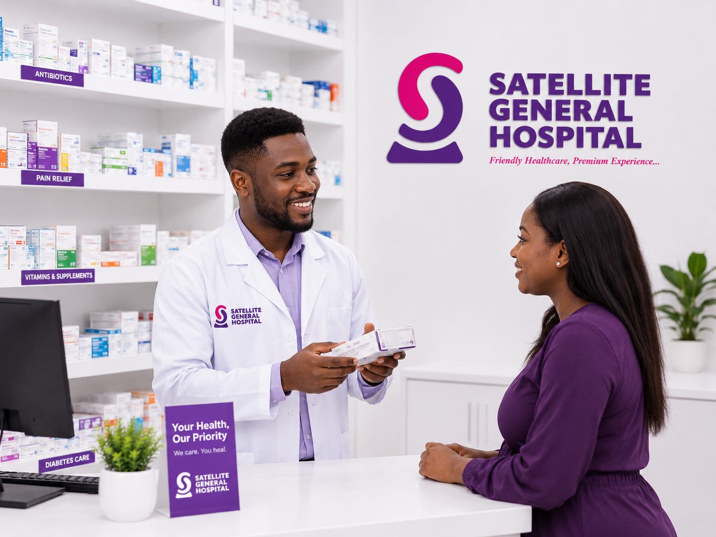 Pharmacy professional organising medicines on shelves