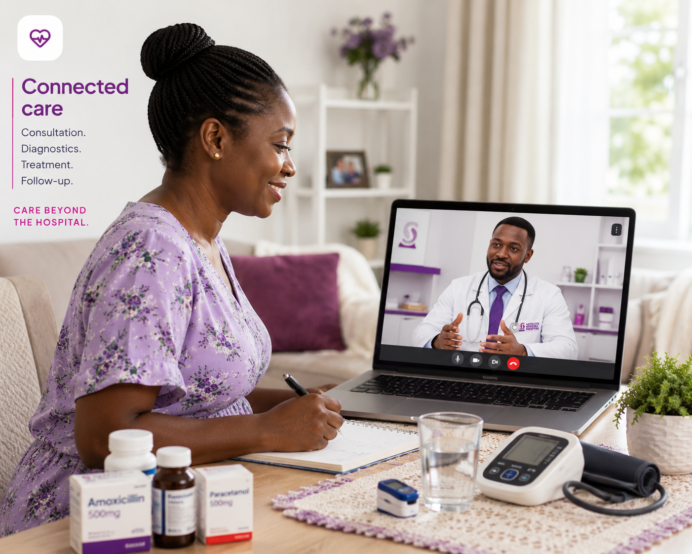 Connected care through consultation, diagnostics, treatment and follow-up